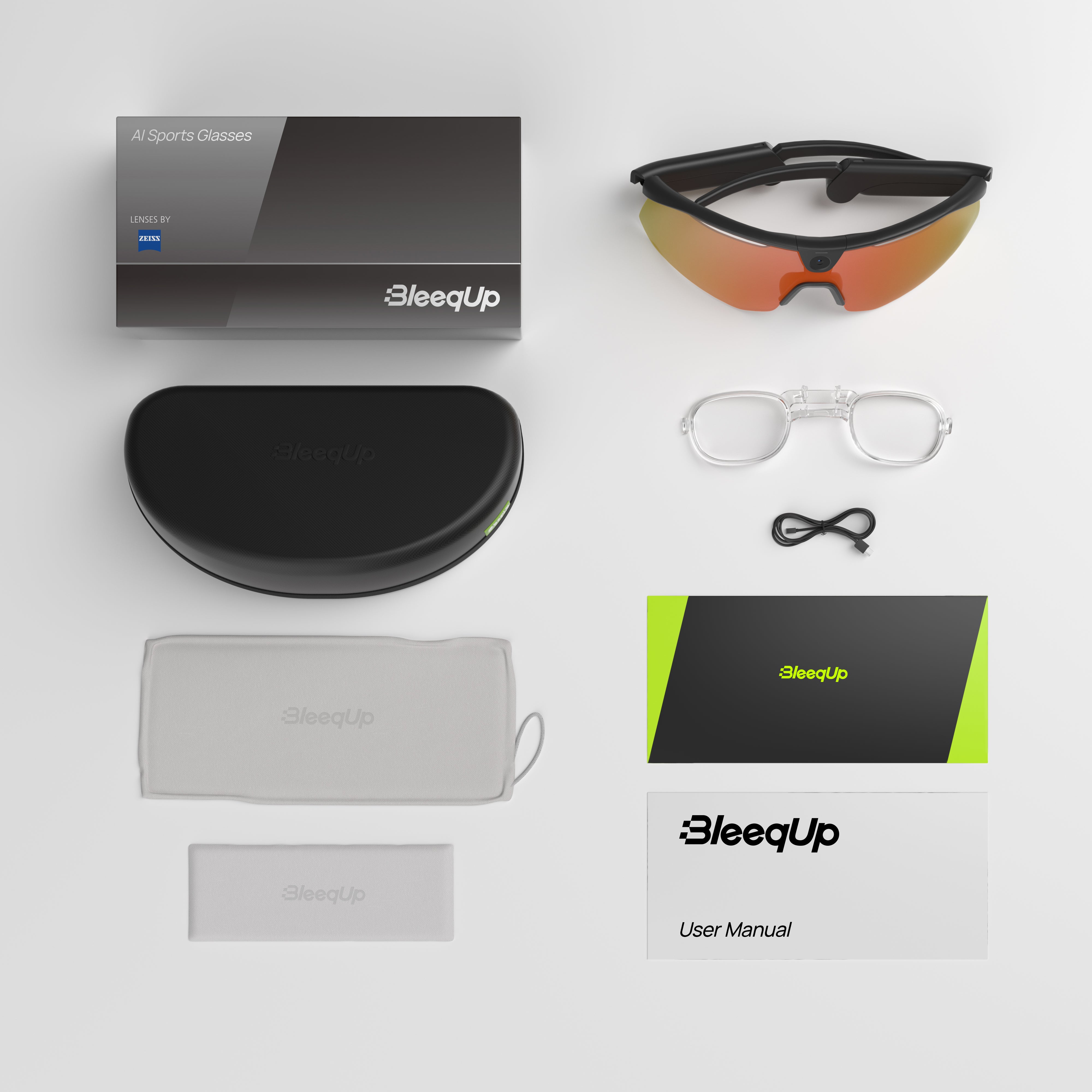 BleeqUp Ranger AI Sports Camera Glasses - Lenses by Zeiss