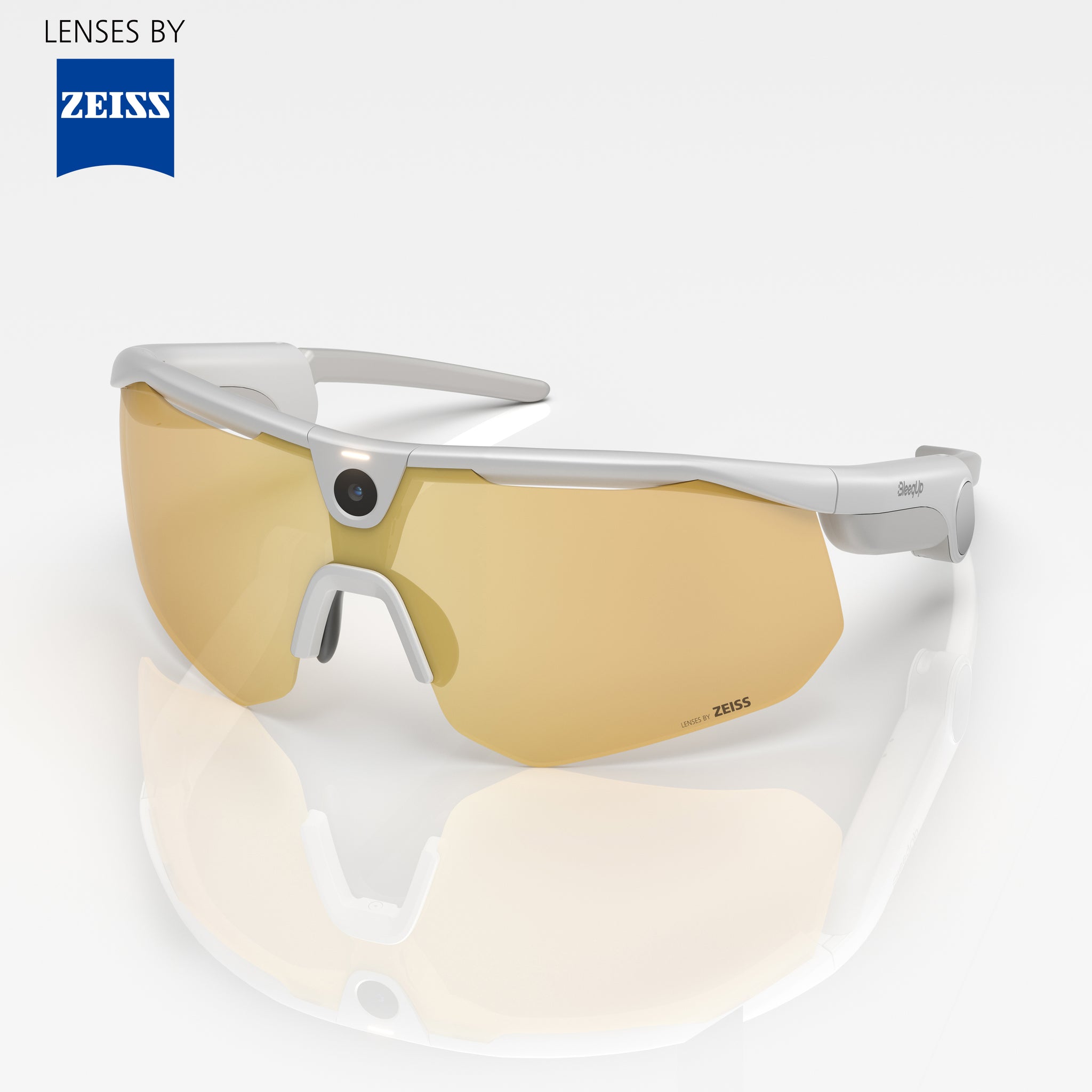 BleeqUp Ranger AI Sports Camera Glasses (White Frame) Lenses by Zeiss