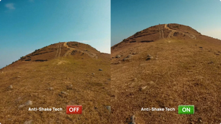 BleeqUp Rover EIS stabilization comparison of a hillside scene