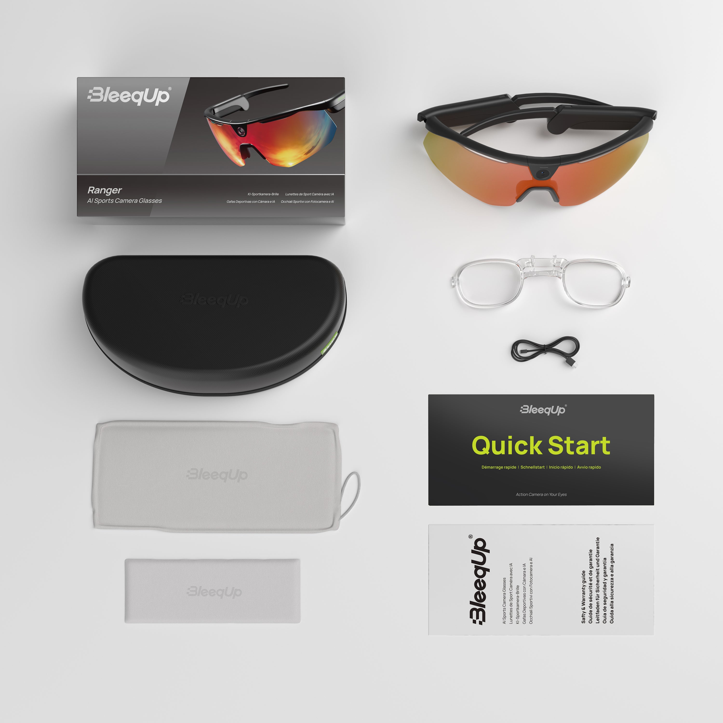 BleeqUp Ranger AI Sports Camera Glasses With Pro-Grade Sports Goggles