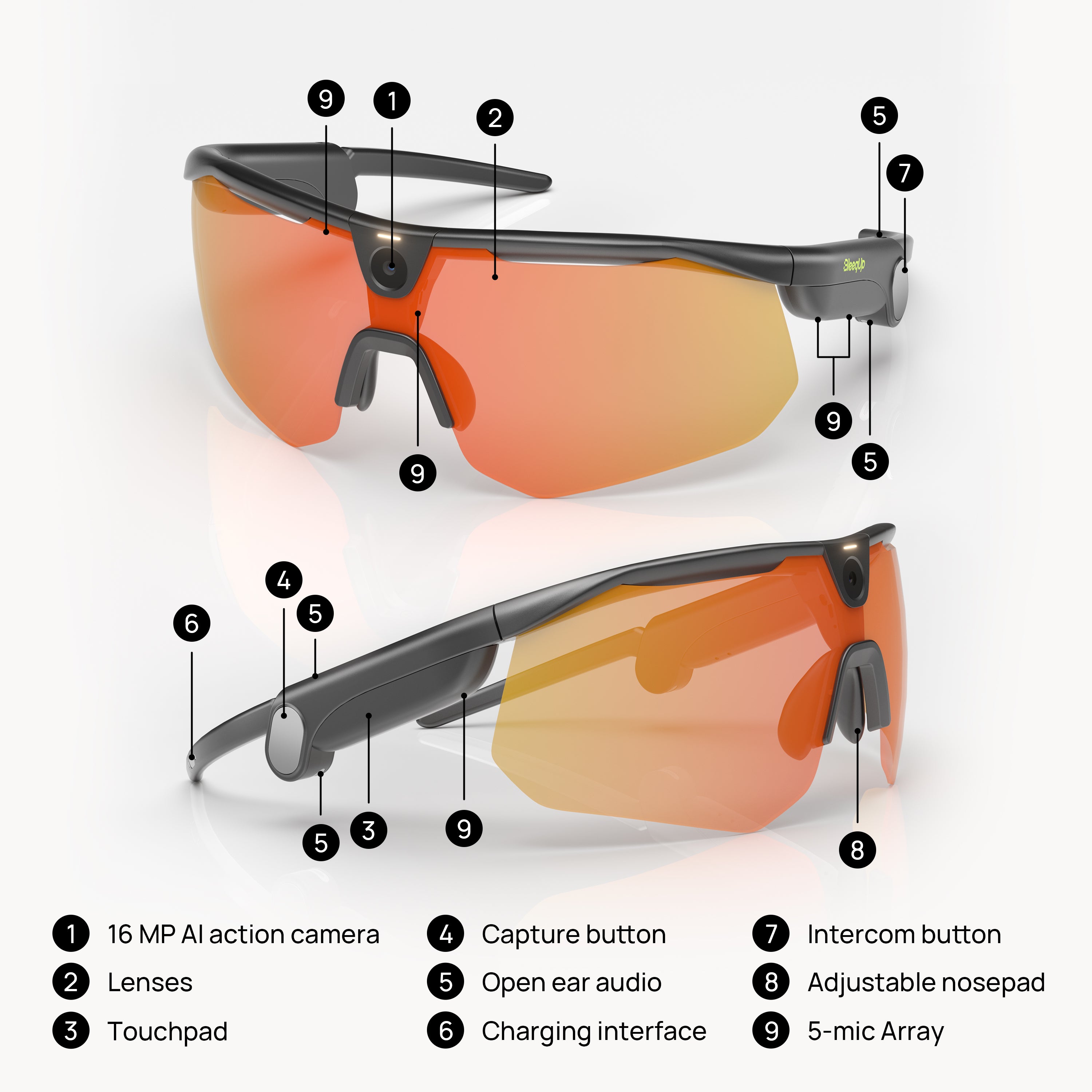BleeqUp Ranger AI Sports Camera Glasses With Pro-Grade Sports Goggles