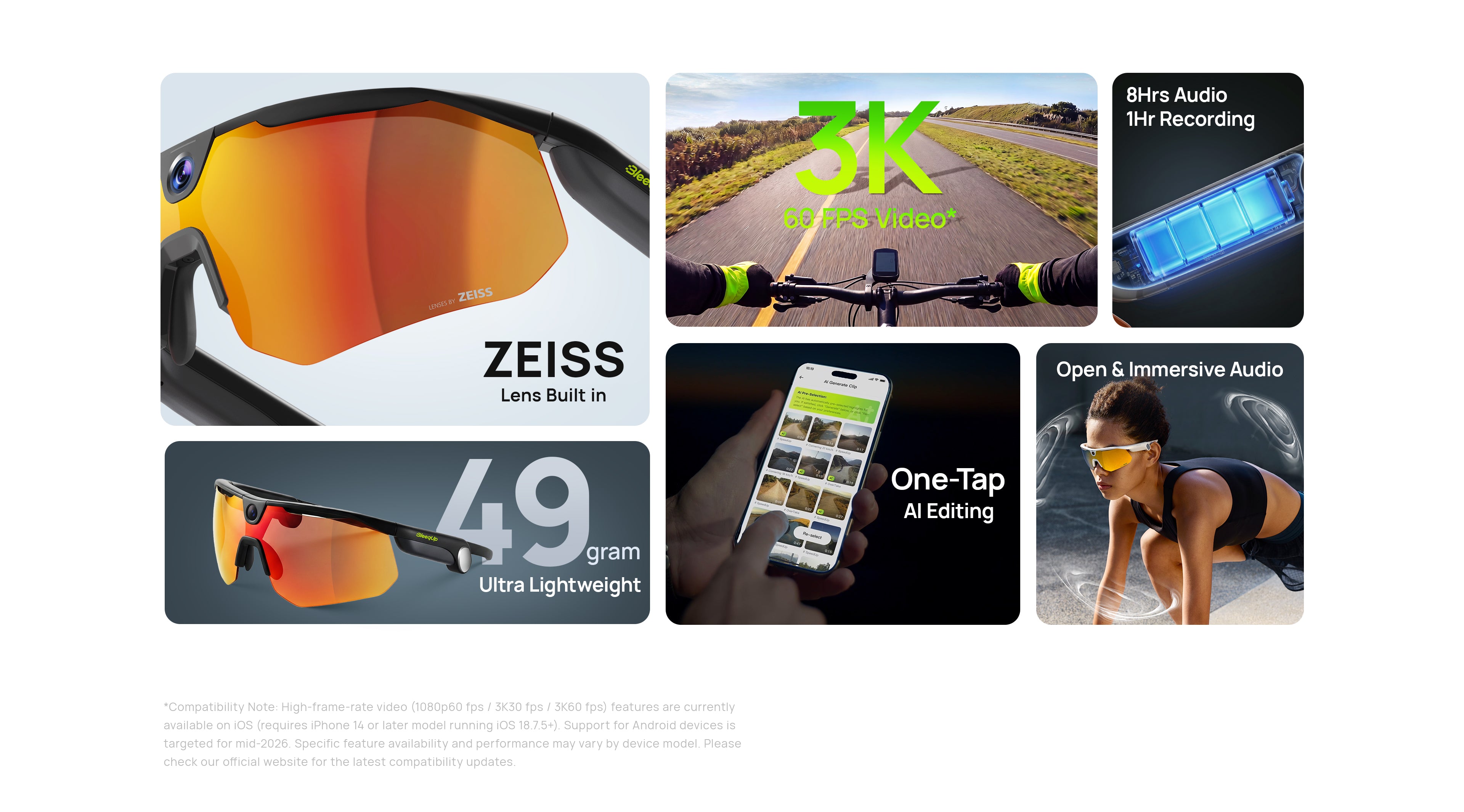 BleeqUp Ranger AI Sports Camera Glasses With ZEISS Lenses