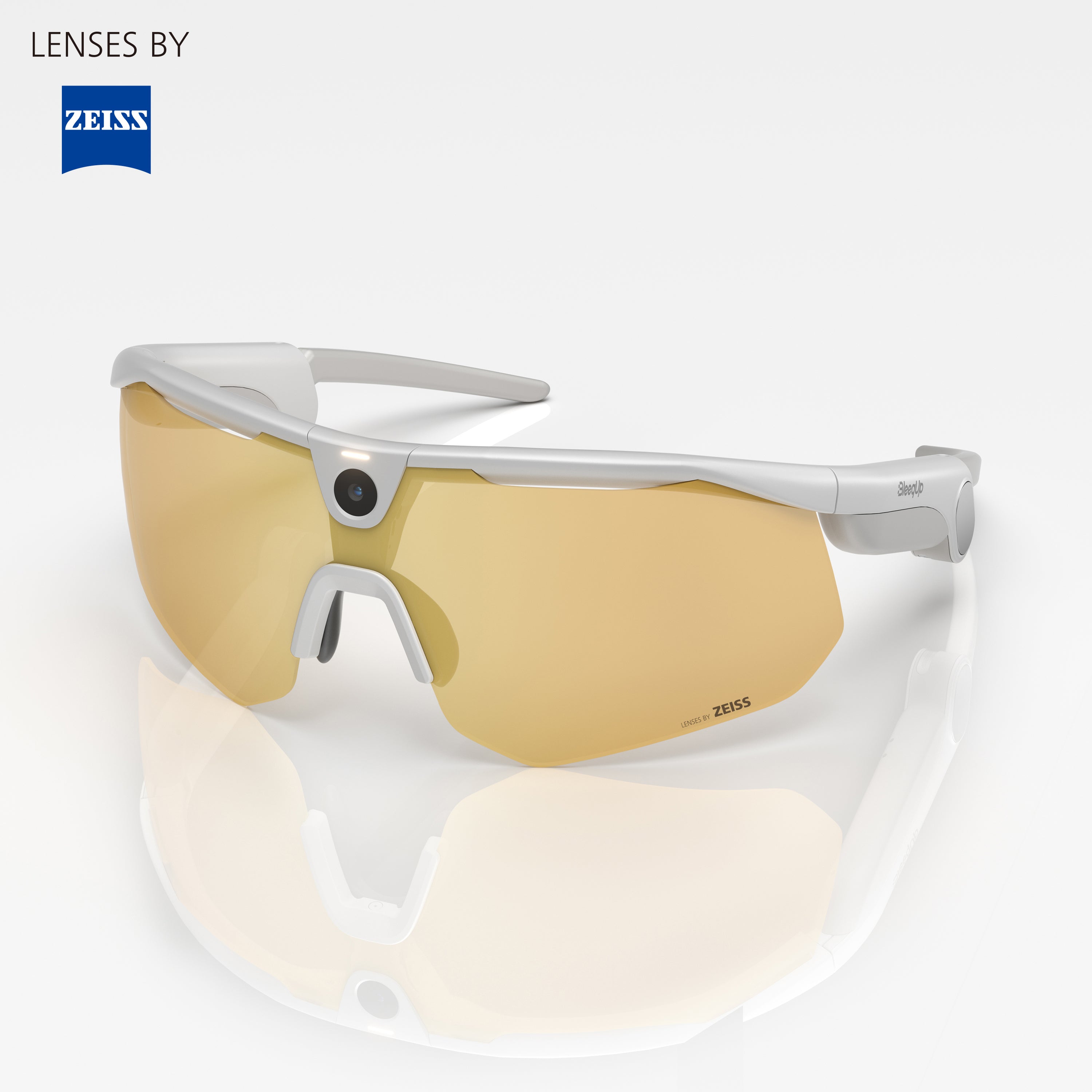 BleeqUp Ranger AI Sports Camera Glasses (White Frame) - Lenses by Zeiss